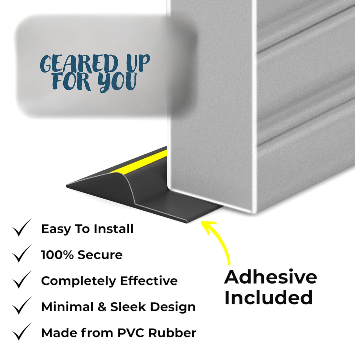 FDD4U Garage Door Floor Threshold Weather Seal - 8 Foot, Heavy Duty, Garage Door Draught Excluder w/Yellow Stripe - Perfect Airtight Weather Seal - External Door Threshold Strip (18mm H x 85mm W)