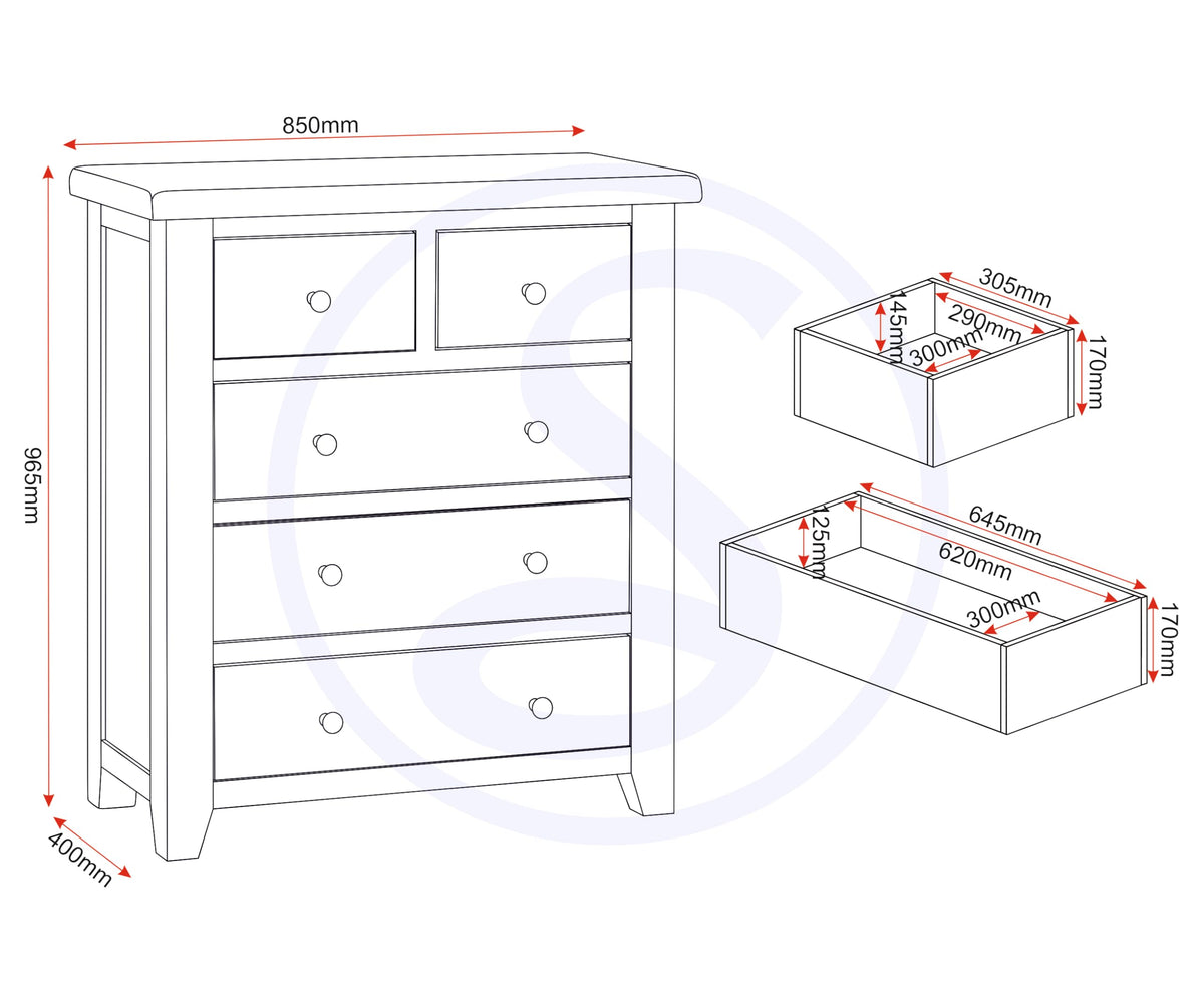 Seconique Windsor 3+2 Drawer Chest