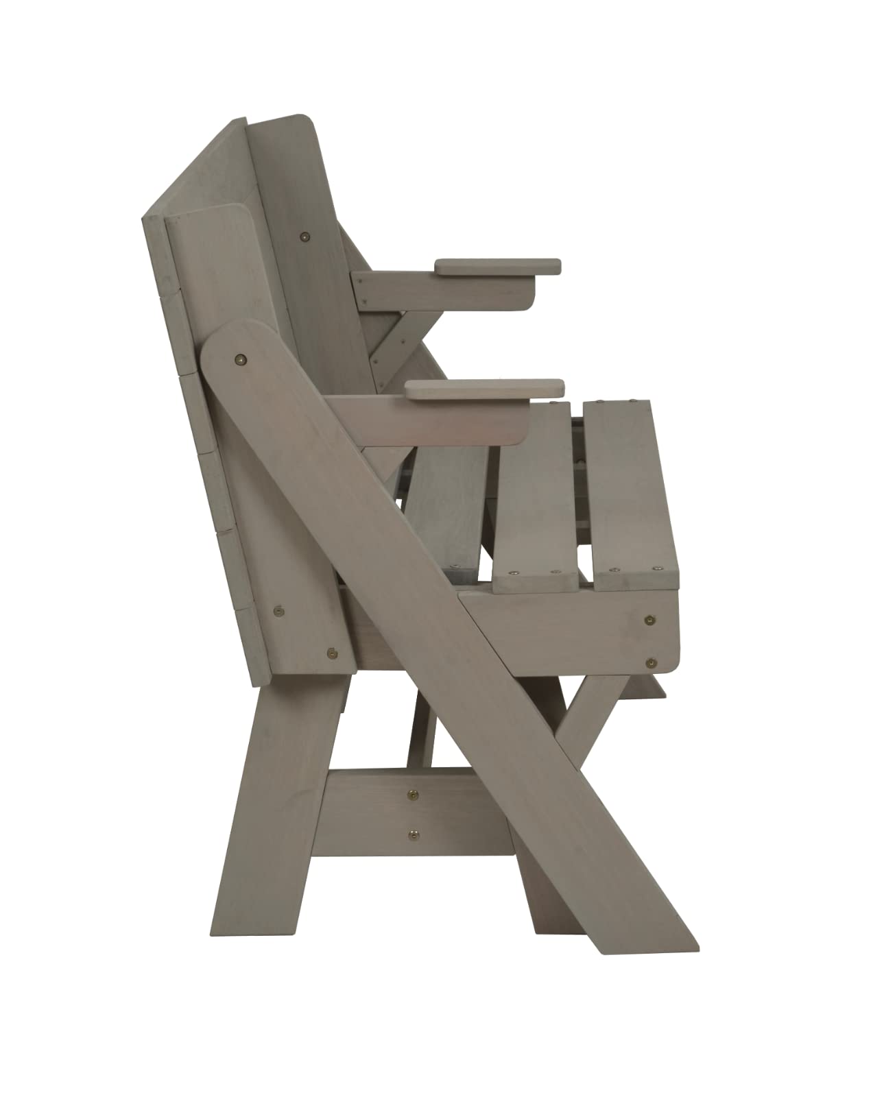 Furniture 321 GARDEN HARDWOOD CONVERTIBLE FOLDING PICNIC TABLE BENCH 2 IN 1 MADE FROM EUCALYPTUS WOOD GREY