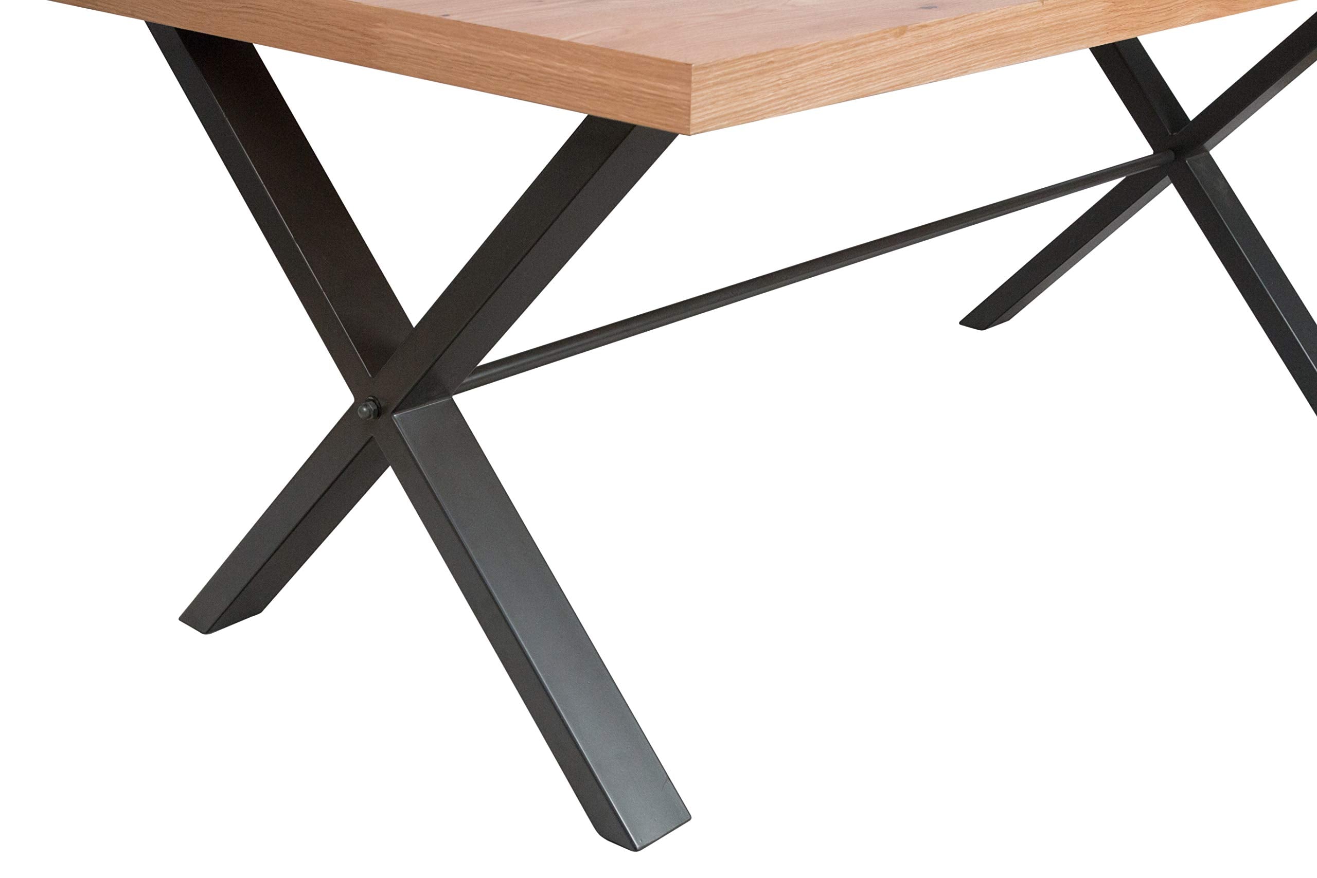Isambard Dining Table, Wood, Metal, Oak, 1.8 m