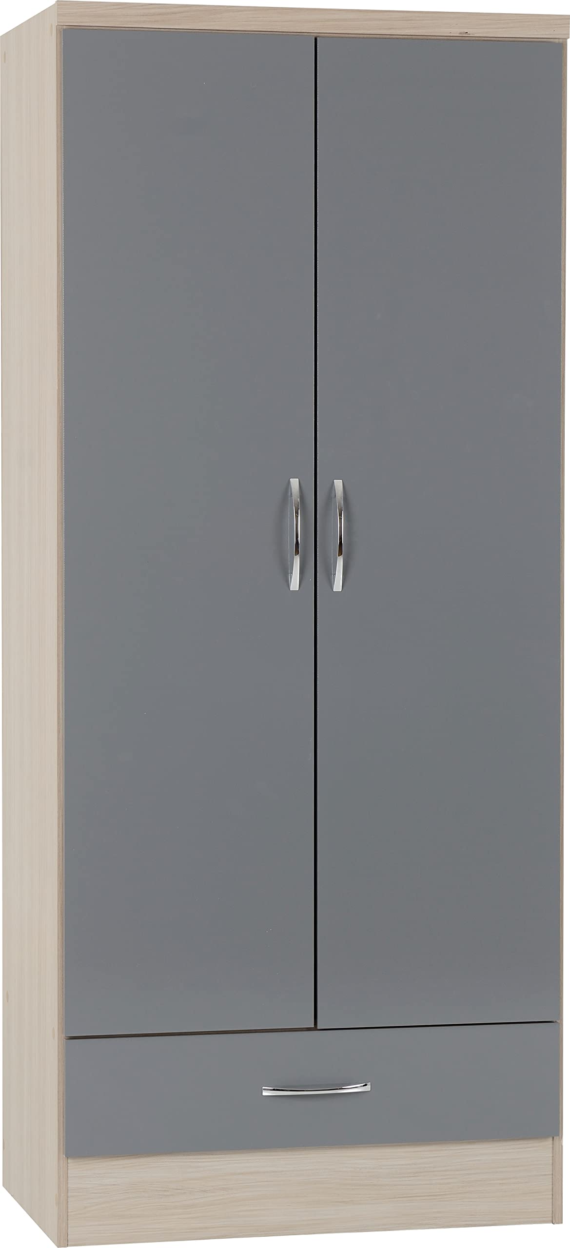 Seconique Nevada 2 Door 1 Drawer Wardrobe, Grey