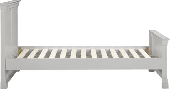 Furniture 321 Bordeaux Double Bed Frame with High Foot End, Pebble Grey Matt Painted Hardwood, 4ft 6in, W152 x D208 x H105cm, 13 Pine Slats Included, 300kg Weight Capacity