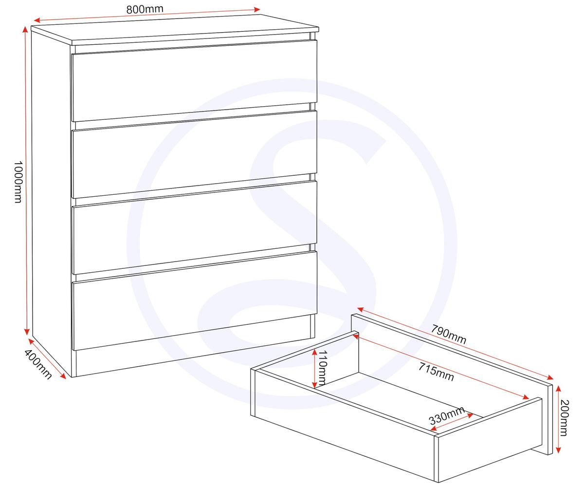 Seconique Malvern 4 Drawer Chest