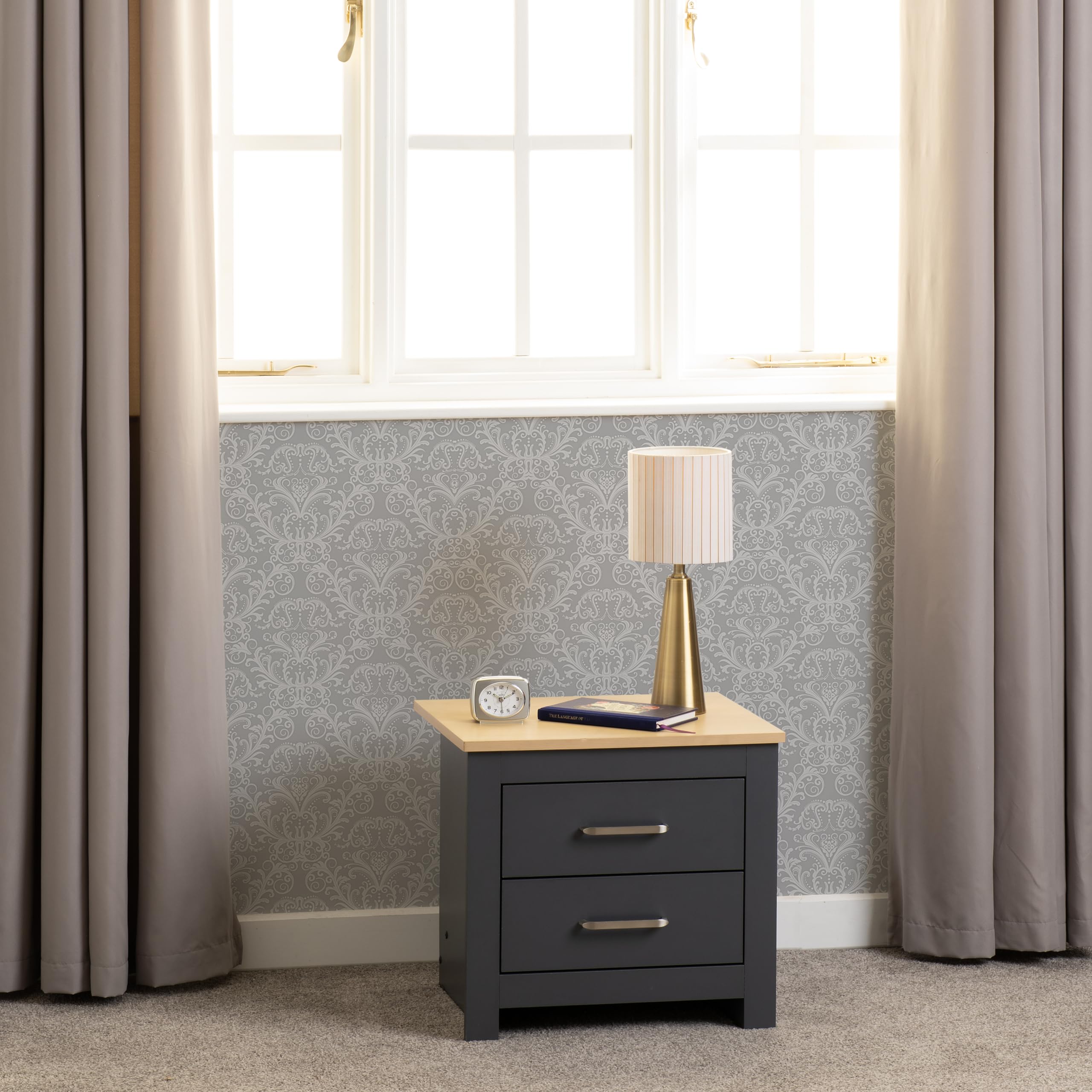Seconique 2 Drawer Bedside, Engineered Wood