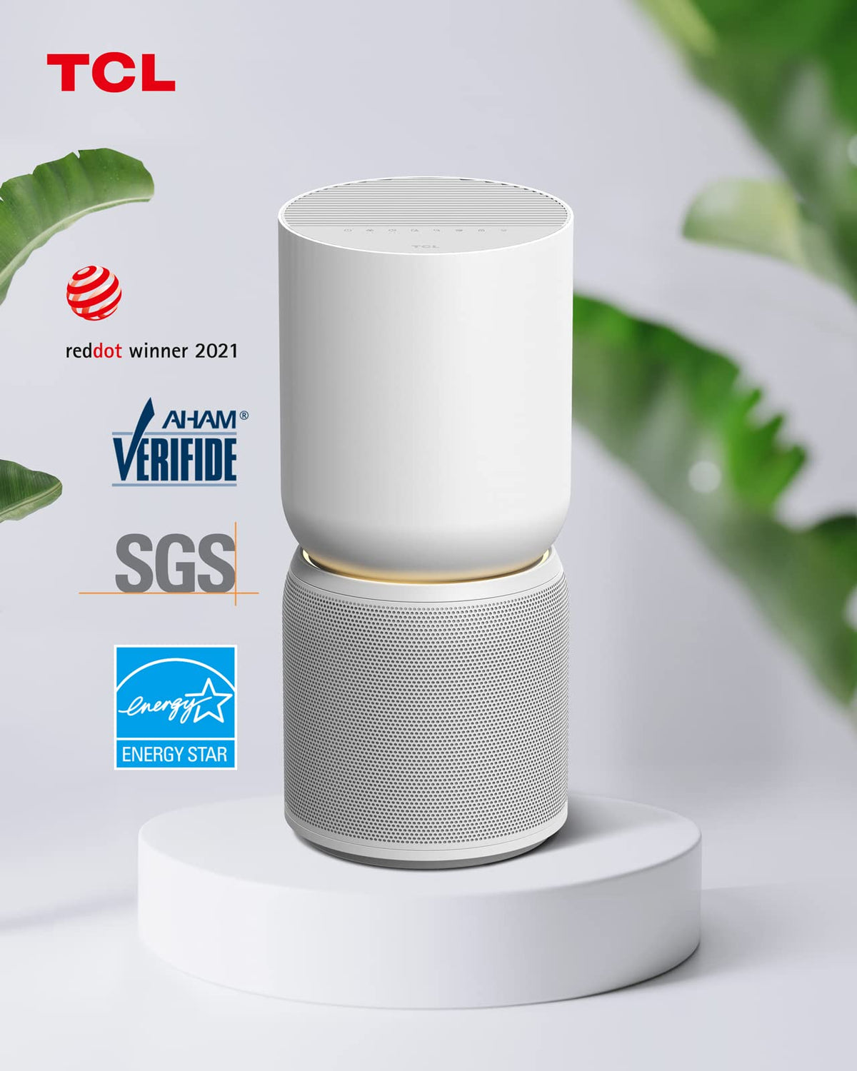 TCL Breeva Smart Air Purifier, True HEPA (H13), Removes 99.97% of Dust/Bacteria/Odors & More, App & Voice Control, Auto Shield, Quiet, White