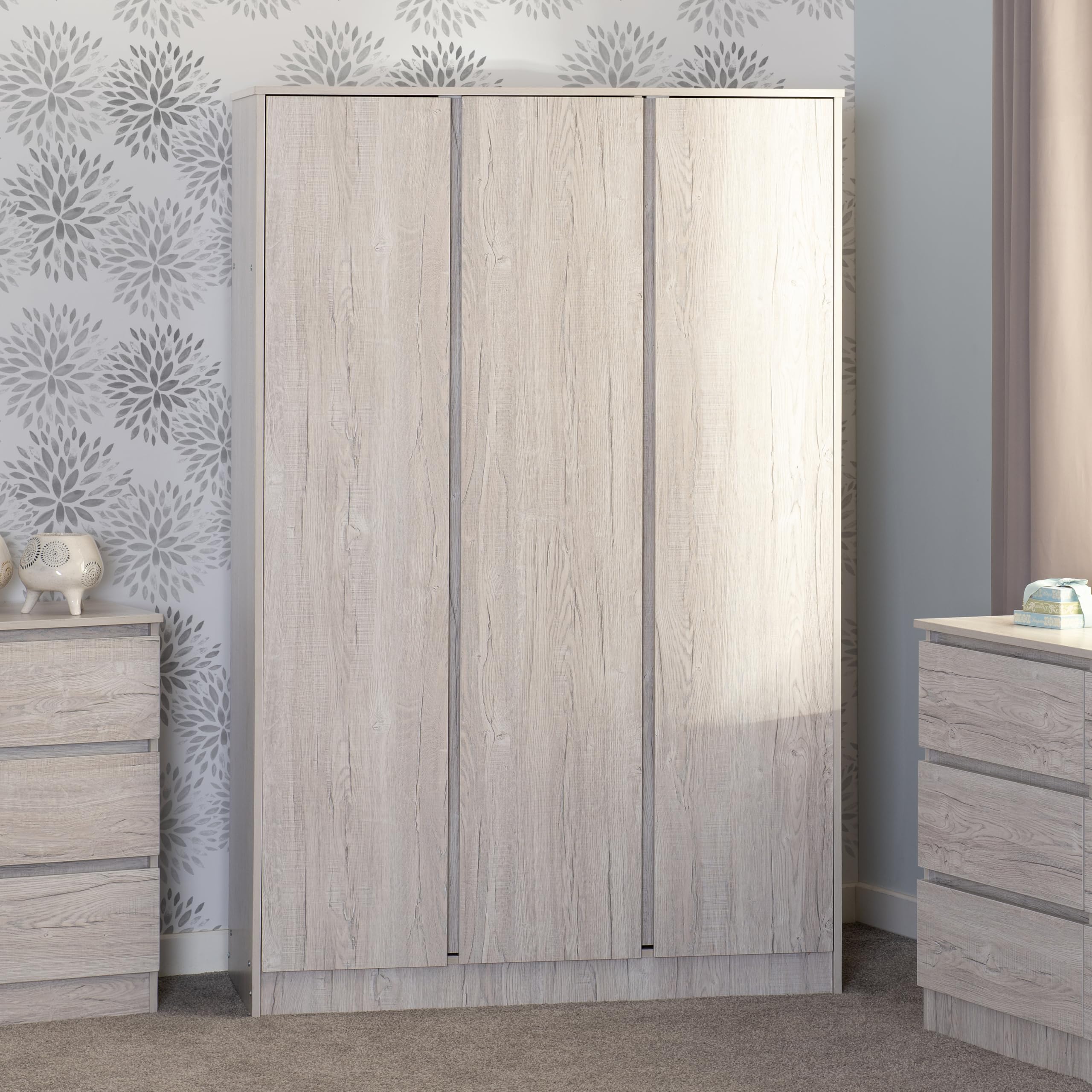 Seconique Malvern 3 Door Wardrobe in Urban Snow