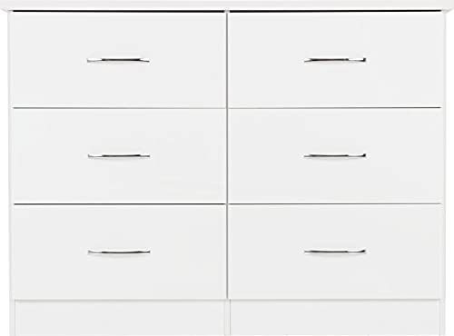 A T Seconique Nevada 6 Drawer Wide Chest in White Gloss