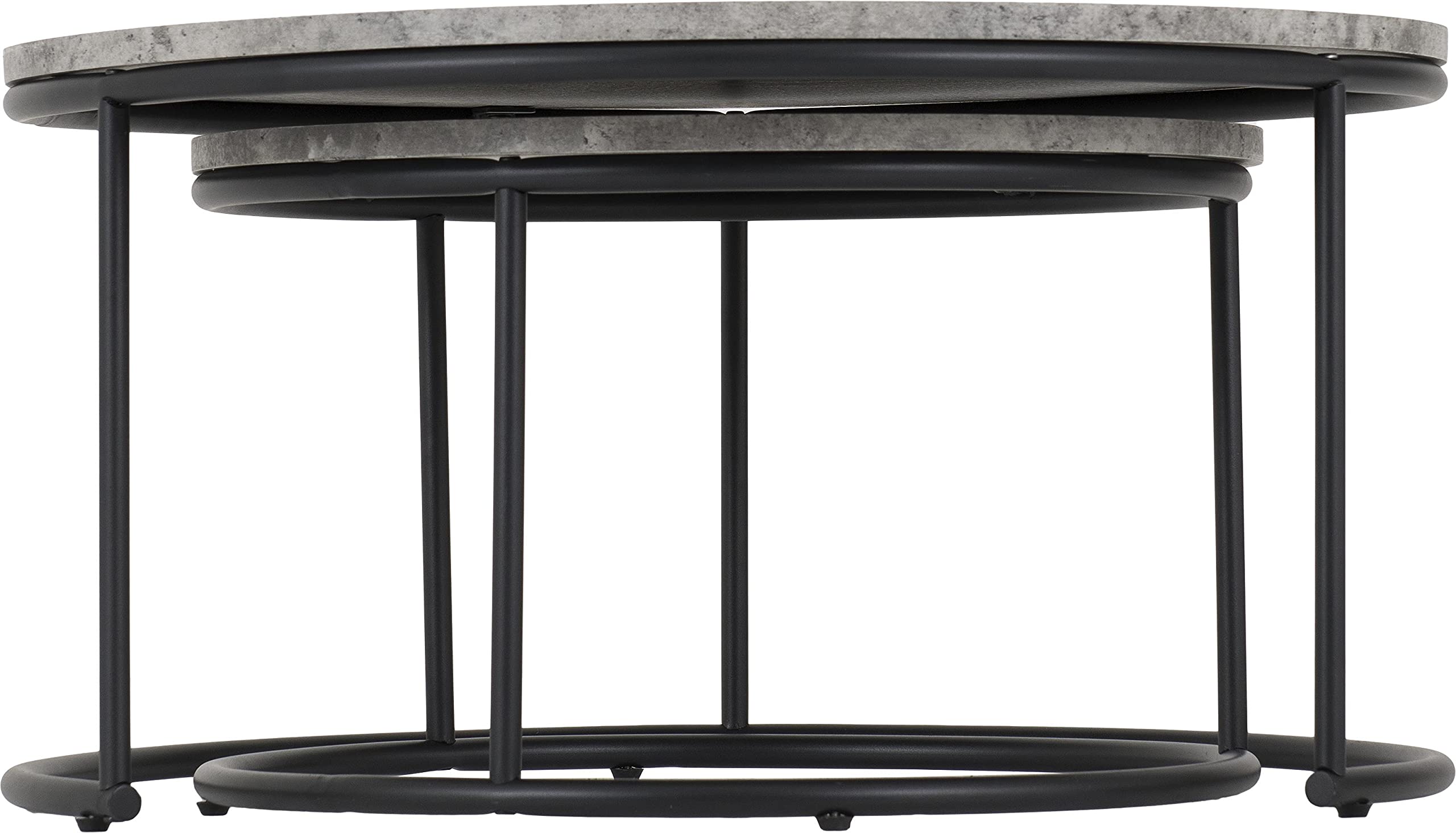 Seconique Athens Round Coffee Table Set in Concrete Effect