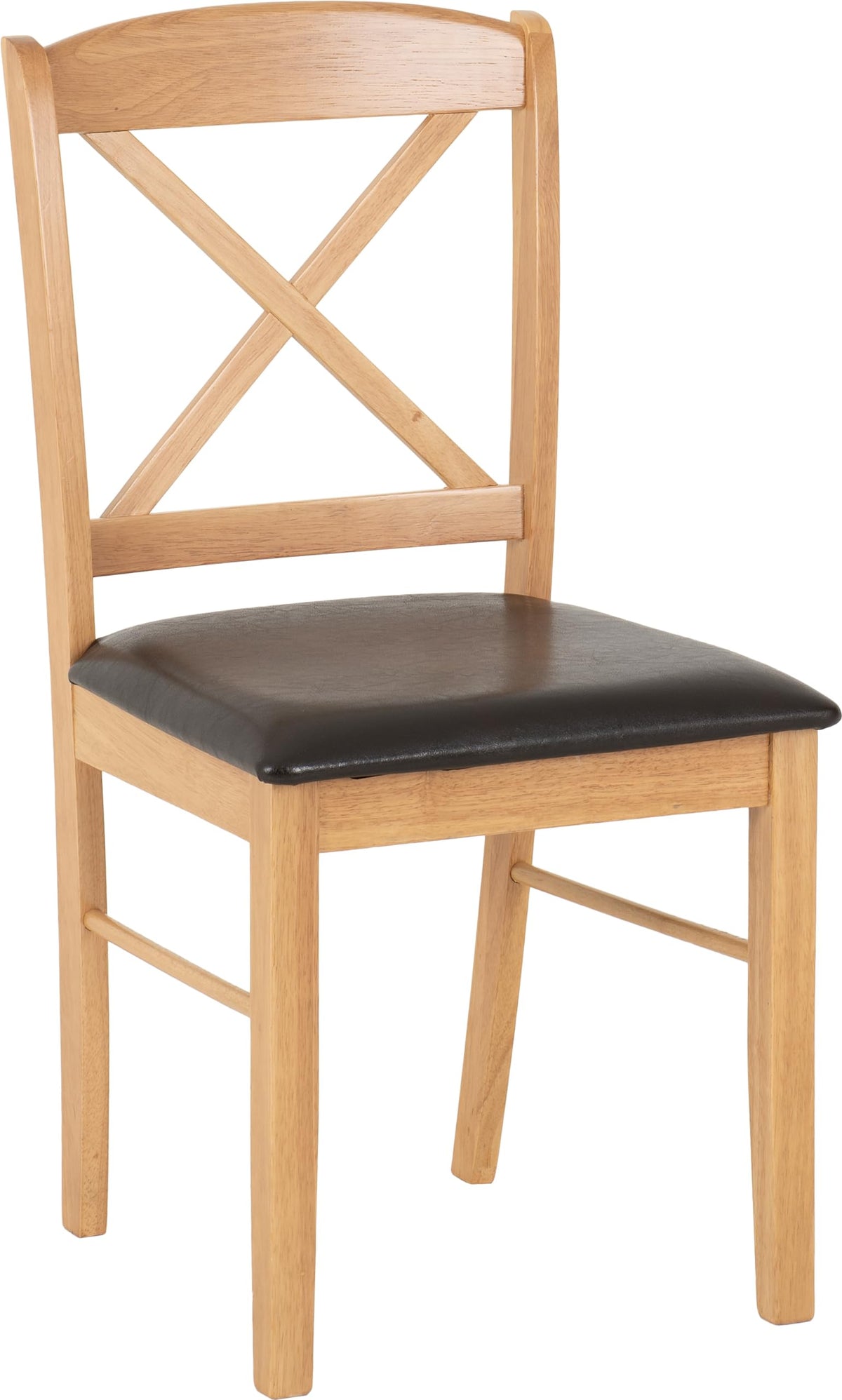 Seconique Mason Chair (Box of 2) in Oak Varnish/Brown Faux Leather