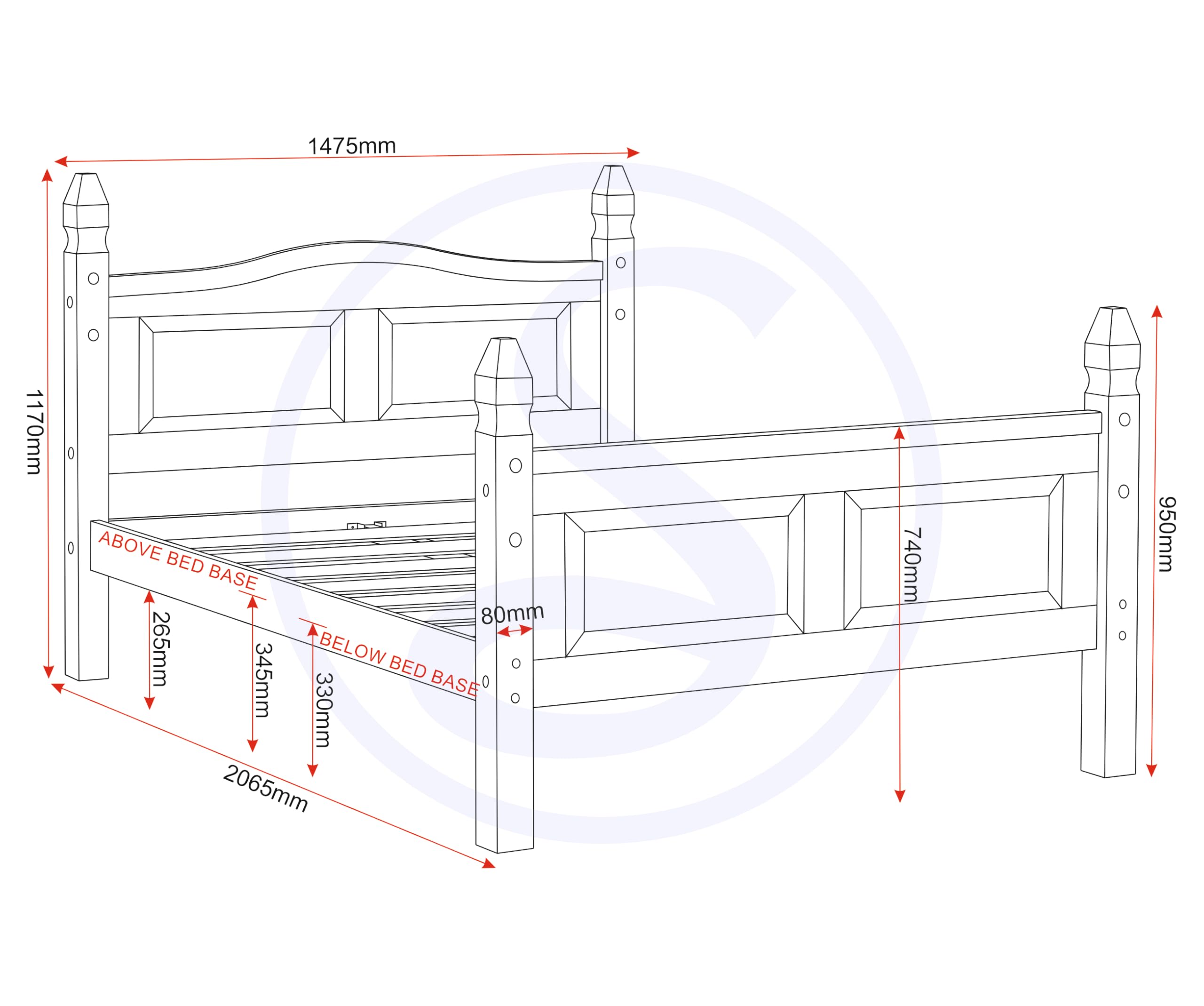 Seconique Corona Bed High Foot End, 200-203-009-P