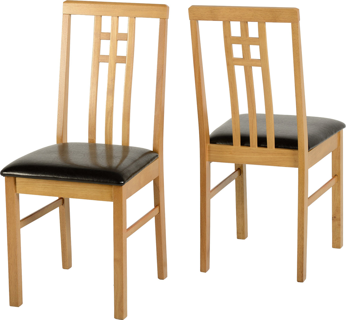 Vienna Drop Leaf Dining Set Medium Oak Faux Brown Leather upholstery Chairs
