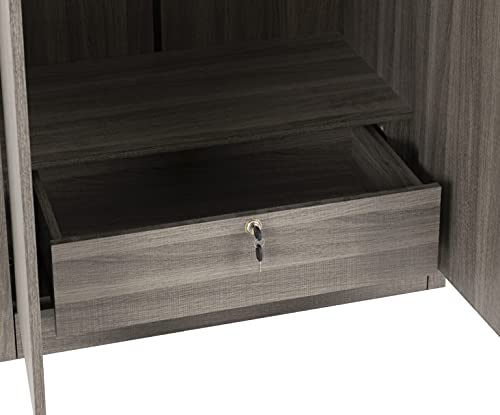 A T Seconique Lisbon 2 Door 1 Drawer All Hanging Rail Wardrobe in Black Wood Grain