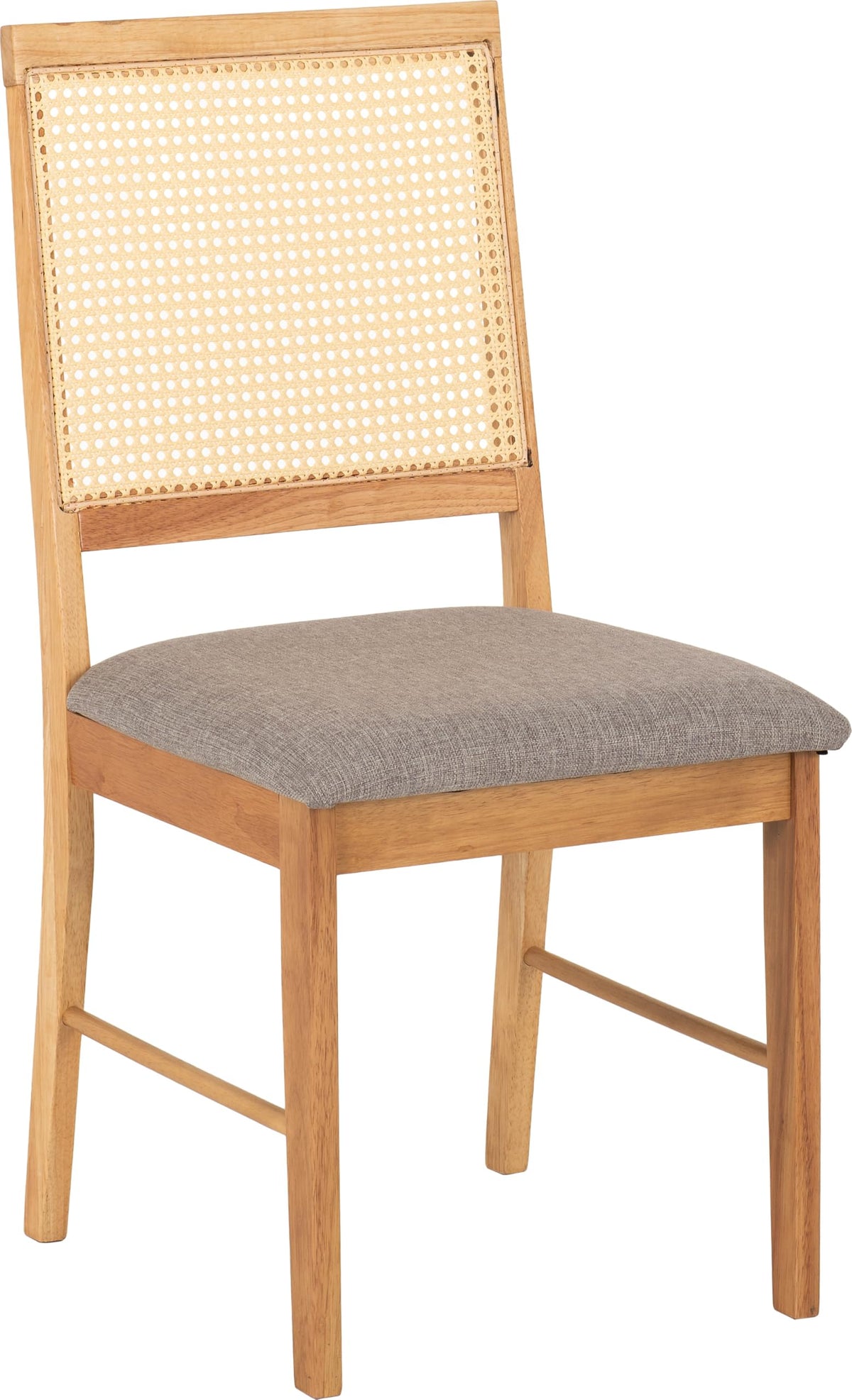 Seconique Box of 2 Ellis Chairs in Oak Effect/Grey Fabric
