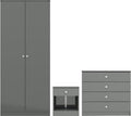 Furniture 321 Denver Trio Children's Bedroom Furniture Set, 3 Piece, Wardrobe, Chest of Drawers and Bedside Table (Grey Gloss)