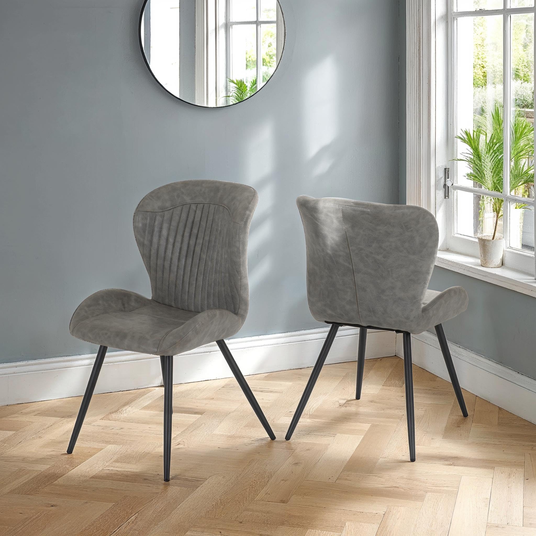 Seconique Quebec Dining Chair Set of 4 in Grey Pu